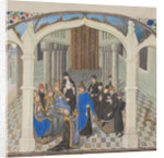 The coronation of Baldwin II on 1118. Miniature from the Historia by William of Tyre, 1460s by Anonymous