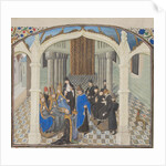 The coronation of Baldwin II on 1118. Miniature from the Historia by William of Tyre, 1460s by Anonymous