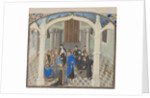 The coronation of Baldwin II on 1118. Miniature from the Historia by William of Tyre, 1460s by Anonymous