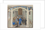 The coronation of Baldwin II on 1118. Miniature from the Historia by William of Tyre, 1460s by Anonymous