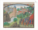 Soldiers playing dice before the city of Caesarea. Miniature from the Historia by William of Tyre, 1460s by Anonymous