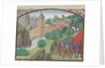 Soldiers playing dice before the city of Caesarea. Miniature from the Historia by William of Tyre, 1460s by Anonymous