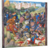 Battle between Crusaders under Baldwin II of Jerusalem and the Saracens. Miniature from the Historia by William of Tyre by Anonymous