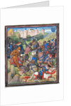 Battle between Crusaders under Baldwin II of Jerusalem and the Saracens. Miniature from the Historia by William of Tyre by Anonymous