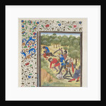 Fight in a wood between Christians and Saracens. Miniature from the Historia by William of Tyre, 1460s by Anonymous