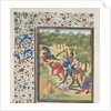 Fight in a wood between Christians and Saracens. Miniature from the Historia by William of Tyre, 1460s by Anonymous