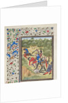 Fight in a wood between Christians and Saracens. Miniature from the Historia by William of Tyre, 1460s by Anonymous