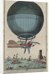 Jean Pierre Blanchard and John Jefferies arriving in Calais after crossing the English Channel in a hot air balloon, 1785 by Anonymous
