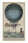 Jean Pierre Blanchard and John Jefferies arriving in Calais after crossing the English Channel in a hot air balloon, 1785 by Anonymous
