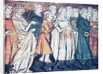 The expulsion of Jews from France in 1182 (A miniature from Grandes Chroniques de France), 1320s by Anonymous