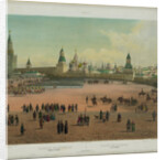 The Basil Cathedral at the Red Square in Moscow (from a panoramic view of Moscow in 10 parts), ca 1848 by Philippe Benoist