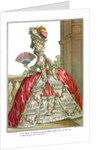 French court dress with wide panniers, 1778 by Claude Louis Desrais