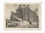 View of the Cathedral surrounded by wooden scaffolding by Auguste de Montferrand