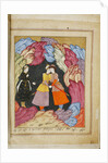 Illustration to the epic poem The Knight in the Panthers Skin by Shota Rustaveli, 18th century by E. Ts. Tseretliseuli