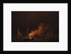 Ship on fire at night, ca 1756 by Charles Brooking