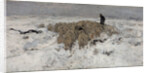 Flock of sheep with shepherd in the snow, 1887-1888 by Anton Mauve