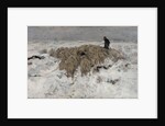 Flock of sheep with shepherd in the snow, 1887-1888 by Anton Mauve