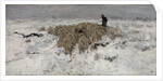 Flock of sheep with shepherd in the snow, 1887-1888 by Anton Mauve