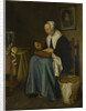 An Old Woman seated sewing, 1655 by Johannes van der Aeck