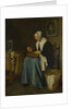 An Old Woman seated sewing, 1655 by Johannes van der Aeck
