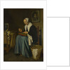 An Old Woman seated sewing, 1655 by Johannes van der Aeck