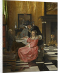An Interior, with a Woman refusing a Glass of Wine, c. 1660 by Dutch master