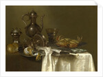 Still Life: Pewter, Silver Vessels and a Crab, ca 1636 by Willem Claesz Heda