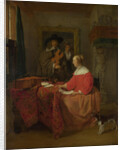 A Woman seated at a Table and a Man tuning a Violin, c. 1657?1658 by Gabriel Metsu