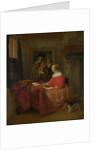 A Woman seated at a Table and a Man tuning a Violin, c. 1657?1658 by Gabriel Metsu