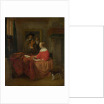 A Woman seated at a Table and a Man tuning a Violin, c. 1657?1658 by Gabriel Metsu