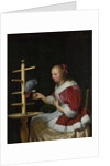 A Woman in a Red Jacket feeding a Parrot, ca 1663 by Frans van Mieris the Elder