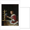 A Woman in a Red Jacket feeding a Parrot, ca 1663 by Frans van Mieris the Elder