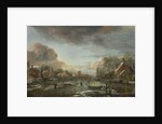 A Frozen River by a Town at Evening, ca 1665 by Aert van der Neer