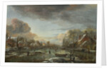 A Frozen River by a Town at Evening, ca 1665 by Aert van der Neer