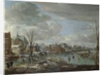 A Frozen River near a Village, with Golfers and Skaters, c. 1647-1648 by Aert van der Neer