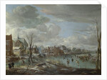 A Frozen River near a Village, with Golfers and Skaters, c. 1647-1648 by Aert van der Neer