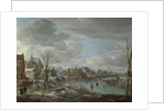 A Frozen River near a Village, with Golfers and Skaters, c. 1647-1648 by Aert van der Neer