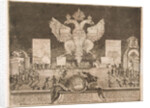 Fireworks in Moscow on 1 January 1704 on the Occasion of the Capture of the Swedish Fortress Nyenskans, 1705 by Adriaan Schoonebeek