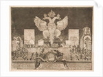 Fireworks in Moscow on 1 January 1704 on the Occasion of the Capture of the Swedish Fortress Nyenskans, 1705 by Adriaan Schoonebeek