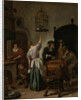 Interior With A Woman Feeding A Parrot Two Men Playing Backgammon And Other Figures (The Parrot Cage), 1670 by Jan Havicksz Steen