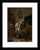 Interior With A Woman Feeding A Parrot Two Men Playing Backgammon And Other Figures (The Parrot Cage), 1670 by Jan Havicksz Steen