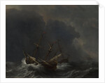 Three Ships in a Gale, 1673 by Willem van de Velde the Younger