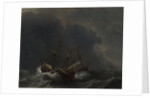 Three Ships in a Gale, 1673 by Willem van de Velde the Younger