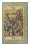 Jamshid Writing on a Rock, ca 1586 by Abd as-Samad