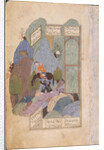 Farhad Carries Shirin and her Horse on his Shoulders, 1431 by Iranian master