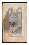 Farhad Carries Shirin and her Horse on his Shoulders, 1431 by Iranian master