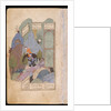 Farhad Carries Shirin and her Horse on his Shoulders, 1431 by Iranian master