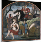 Khusraw Discovers Shirin Bathing. (From Pictorial Cycle of Eight Poetic Subjects), Mid of the 18th cen by Iranian master