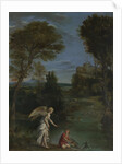 Landscape with Tobias laying hold of the Fish, c. 1612 by Domenichino