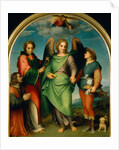 The Archangel Raphael with Tobias, St Lawrence and the Donor, Leonardo di Lorenzo Morelli, 1512 by Andrea del Sarto